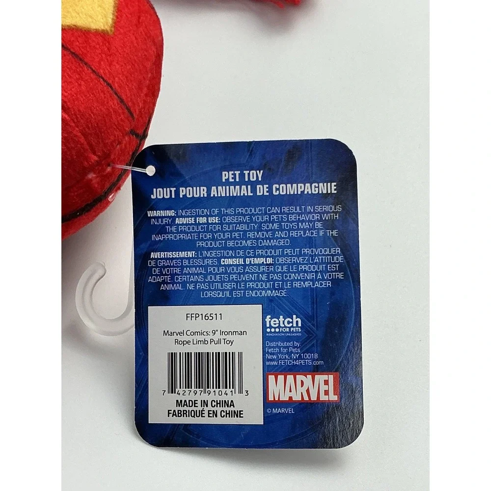Marvel Avengers Iron Man Rope Limb Plush Dog Toy Fetch for Pets‎ FFP16511 NWT